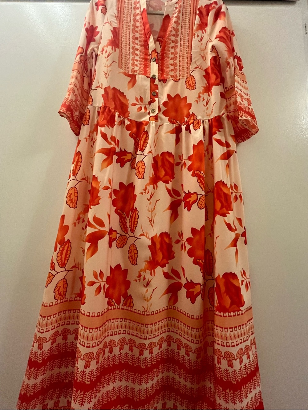 Boho Floral Print Maxi Dress — Size Medium - Picture 2 of 5